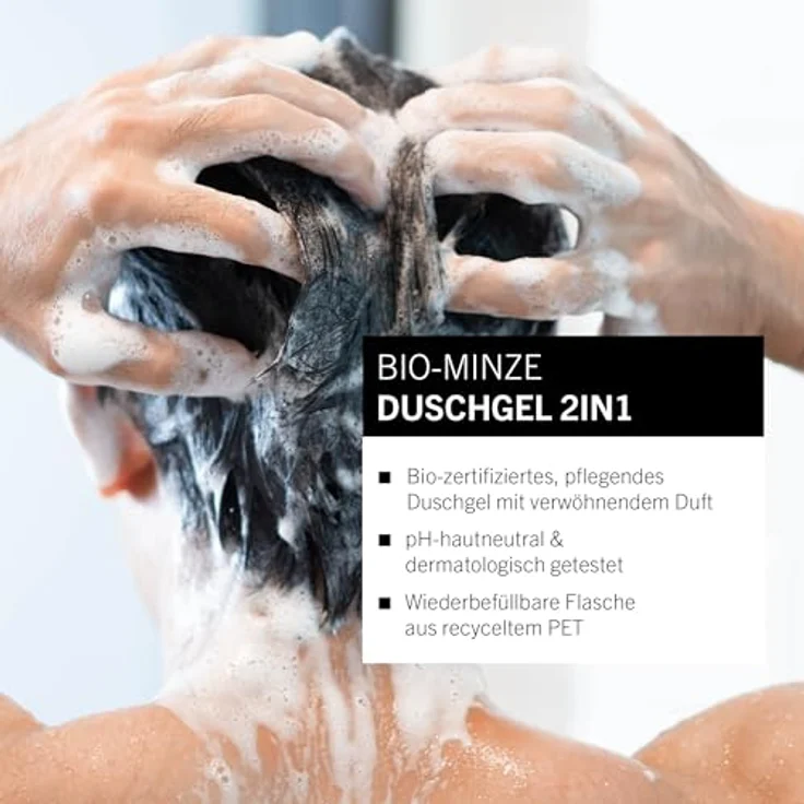 benecos Minze Duschgel 2in1 für Haut und Haar, 500 ml mit Bio-Minze und Bio-Apfelsaft – Bild 2