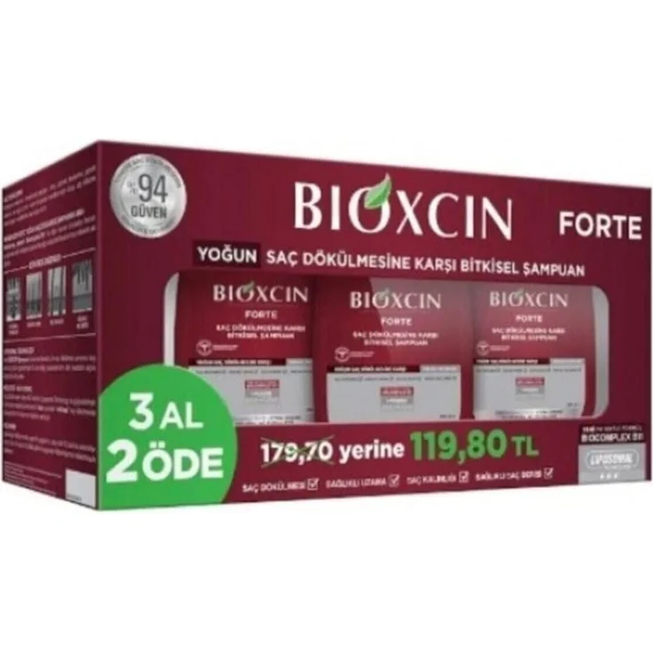 Bioxcin Forte Shampoo 3x 300 ml, Intensive Pflege gegen Haarausfall, für stärkere Haarwurzeln und gefördertes Haarwachstum