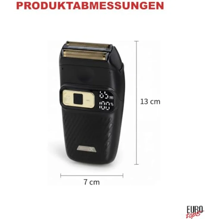 EUROtops Elektro-Rasierer Herren, 3-Klingen-System mit Titan-Scherfolien, USB mit LC-Display und 3-stufiger Geschwindigkeitsanpassung – Bild 3