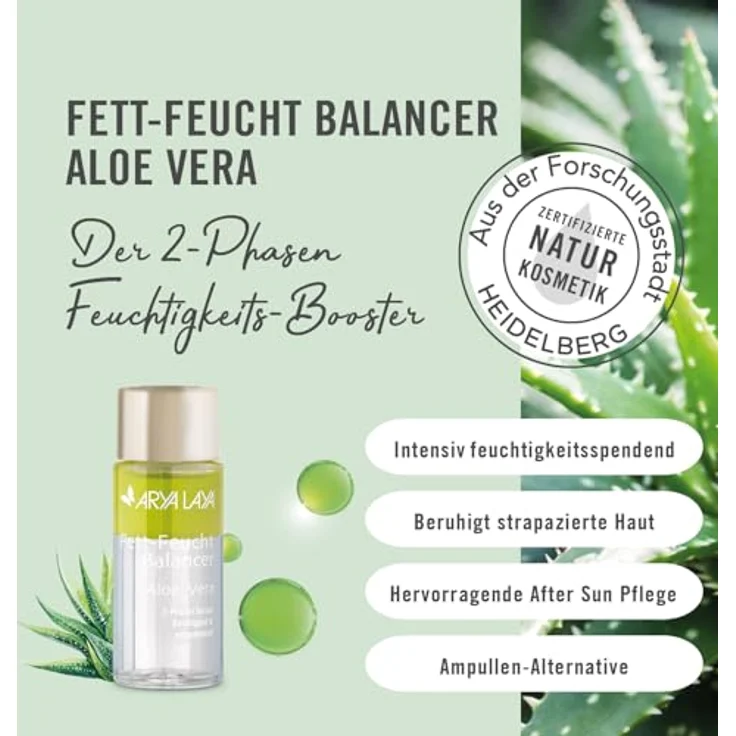 ARYA LAYA Fett-Feucht Balancer Aloe Vera, 50 ml – 2-Phasen Serum für viele Hauttypen, beruhigend und entspannend, vegan – Bild 2
