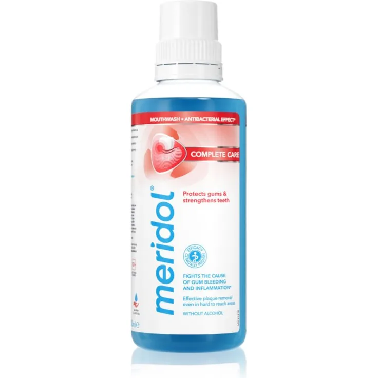 Meridol Complete Care Mundspülung, alkoholfrei, 400 ml, schützt vor Zahnbelag und stärkt das Zahnfleisch