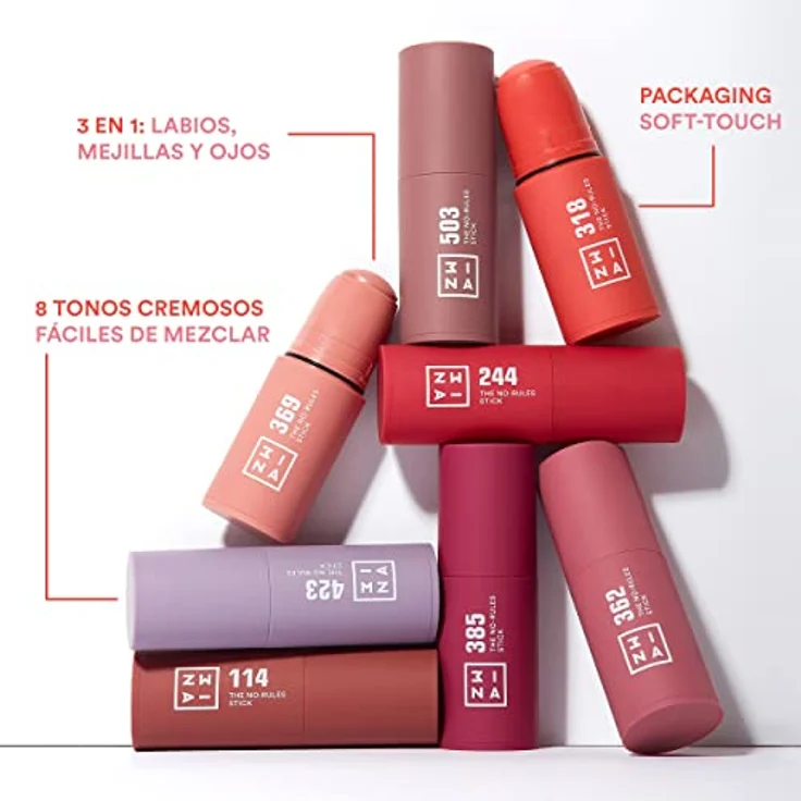 3INA The No-Rules Stick Highlighter 312, multifunktionaler Make-up-Stick für Augen, Lippen und Wangen, 5 g, Farbe Brown Pink – Bild 2