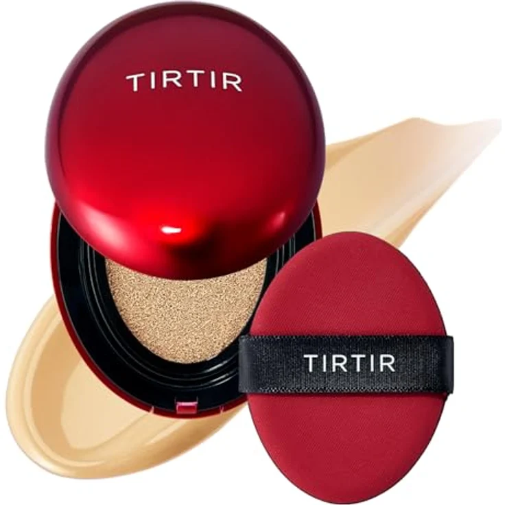 TIRTIR Mask Fit Red Cushion Mini, langanhaltendes Make-up im Schwämmchen, 22W Sheer Beige, 4.5 g, vereint Hauttönung und Deckkraft – Bild 1