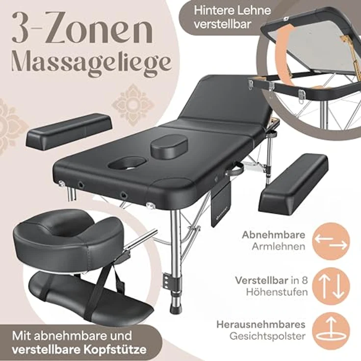 KESSER Massageliege, 3 Zonen klappbar & höhenverstellbar, mobil mit Öl- und Wasserresistenz, 225 kg Belastbarkeit – Bild 3