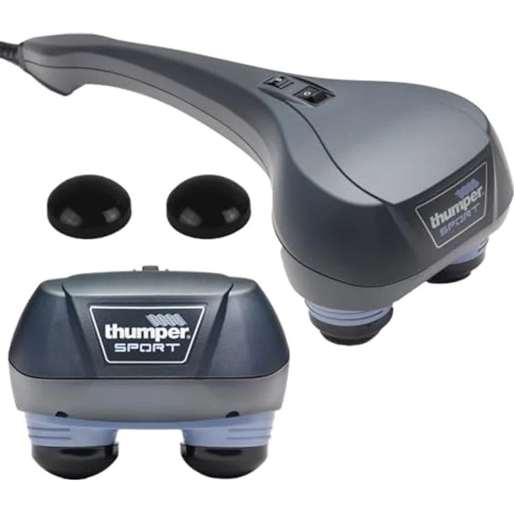 Thumper Massagegerät Sport, tragbares Klopfmassagegerät mit verstellbarer Intensität, 2 Massageaufsätzen, 1,4 kg, ergonomischer Griff – Bild 1