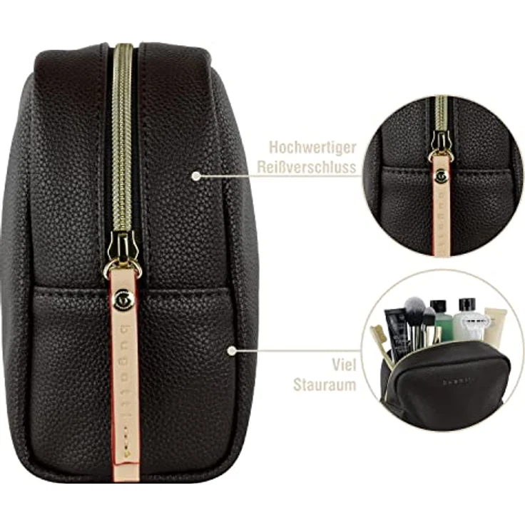 bugatti Ella Kulturbeutel, Kosmetiktasche, Toiletry Bag, Waschtasche, Waschbeutel, Toilettentasche in braun – Bild 3