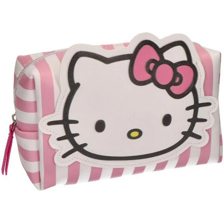 Cerda Kulturbeutel Hello Kitty, Kinder Toilettentasche aus Kunstleder, kompakt 7,5×10×18 cm