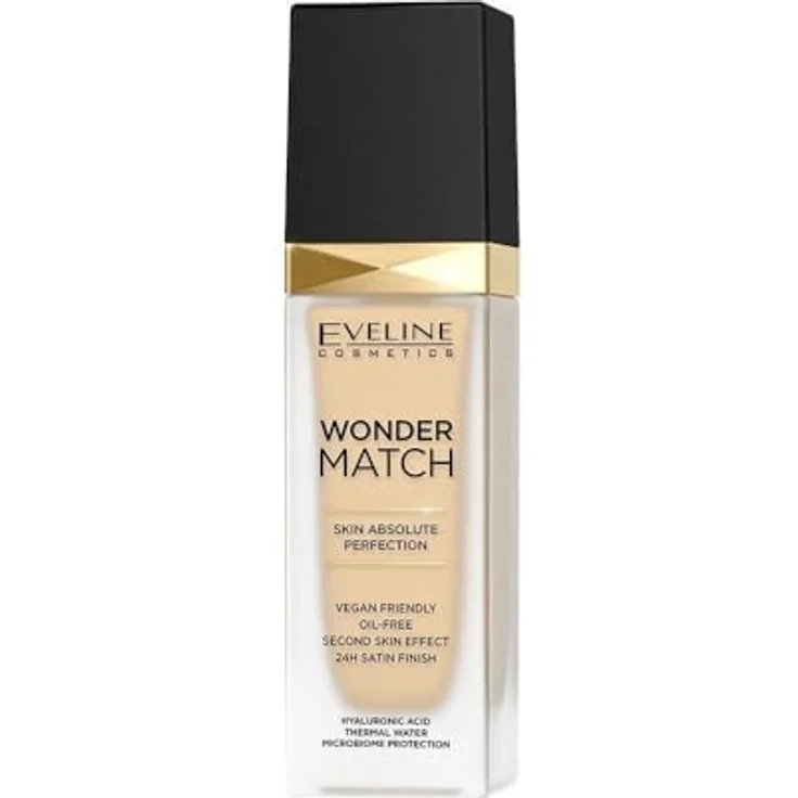 Eveline Cosmetics Wonder Match, langlebiges Flüssig Make-up mit Hyaluronsäure und ausgezeichneter Abdeckung, Farbton 35 Sunny Beige, 30 ml – Bild 1