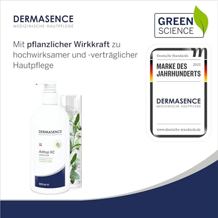 DERMASENCE Adtop XC Lipidlotion, 500 ml - Intensiv rückfettende Lotion für extrem trockene Haut - Mit Lipohydrol-Effekt, schützendem Squalan und beruhigendem Johanniskraut-Extrakt - Parfümfrei, vegan – Bild 2