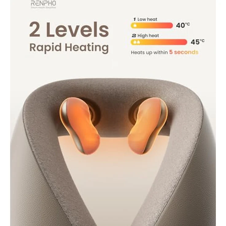 RENPHO Nackenmassagegerät, Kabelloses 6D-Knet-Massagegerät mit Wärmefunktion, Tragbar und USB-C aufladbar, für Frauen und Männer, perfekt für Reisen – Bild 3