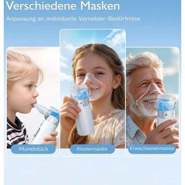 Emag Emmi-Med Inhalator mit Ultraschall, geräuschloser Zerstäubung, Inhalationsmaske und Mundstück – Bild 6