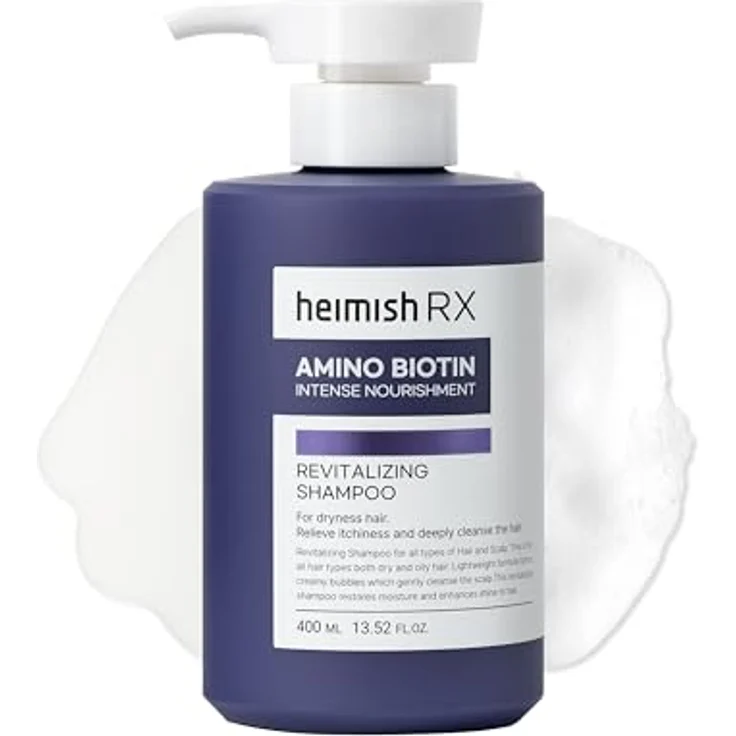 HEIMISH RX Amino Biotin Revitalisierendes Shampoo, 400 ml – Sanfte Reinigung, Feuchtigkeit, Volumen, Juckreizlinderung, für alle Haartypen mit Aminosäuren und Biotin – Bild 1