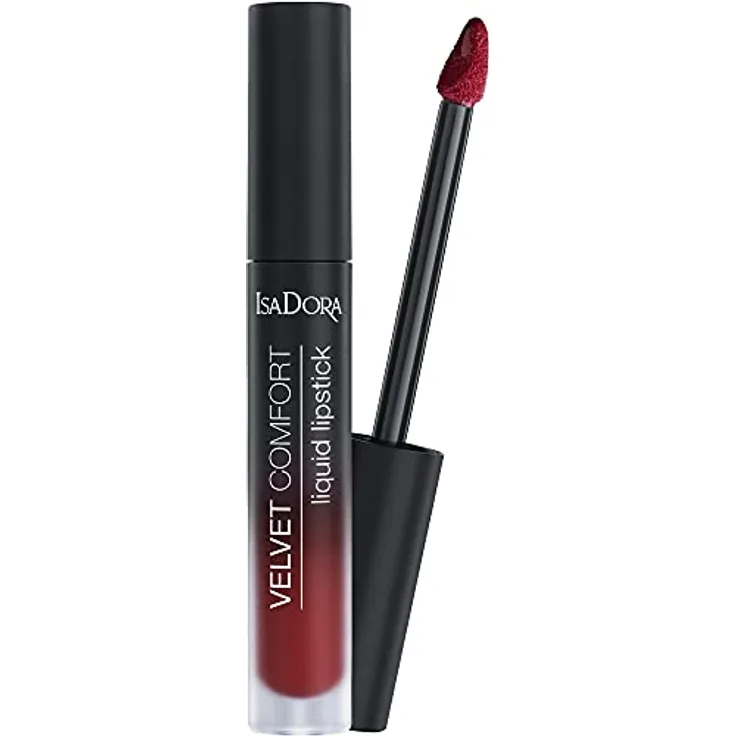 IsaDora Flüssiger Lippenstift - Samt Comfort Matte Flüssige Lippenstift – Matt – Lange Lasting - Vegan Make-up Parfümfrei Make-up, 64 Cranberry Liebe, 4ml