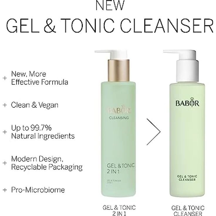 BABOR Gel & Tonic Cleanser für ölige und unreine Haut, Anti-Bakterielles Reinigungsgel und Gesichtswasser in einem, Vegane Formel, Gel & Tonic 2 in 1 , 1 x 200 ml – Bild 4
