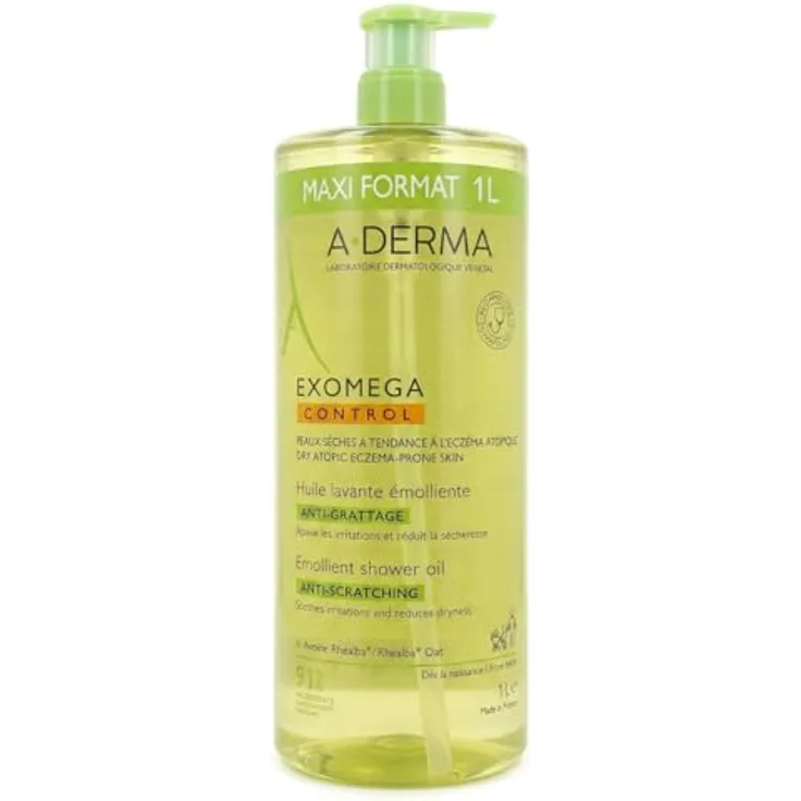 A-Derma Exomega Control Emollient Shower Oil, Duschöl für trockene bis atopische Haut, 1000 ml