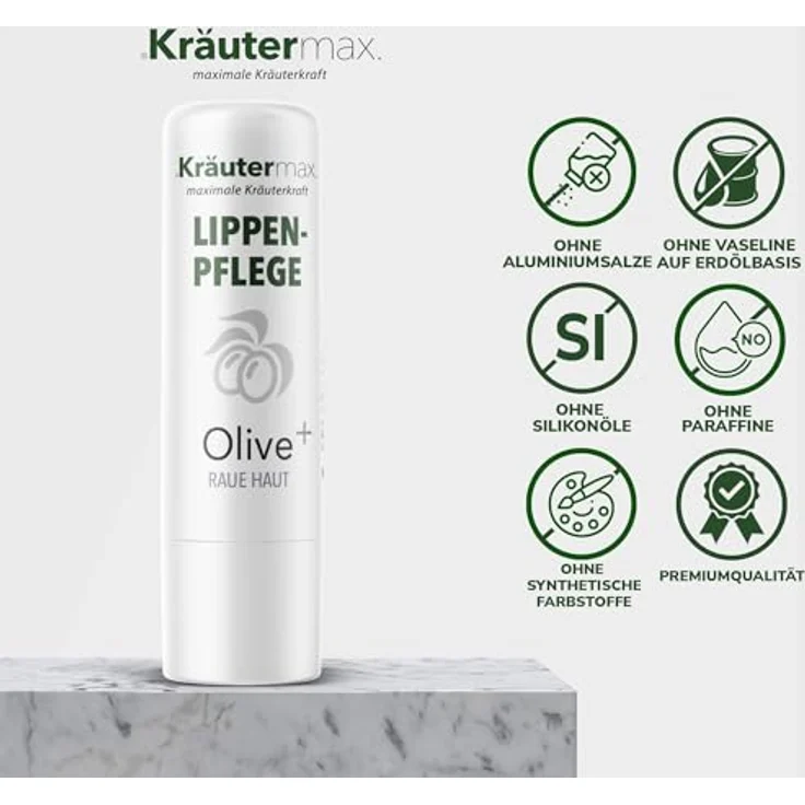 Kräutermax Olive Lippen Balsam, 3,5 g, schützt und regeneriert, ohne synthetische Farbstoffe, Parabene und Silikonöle – Bild 4
