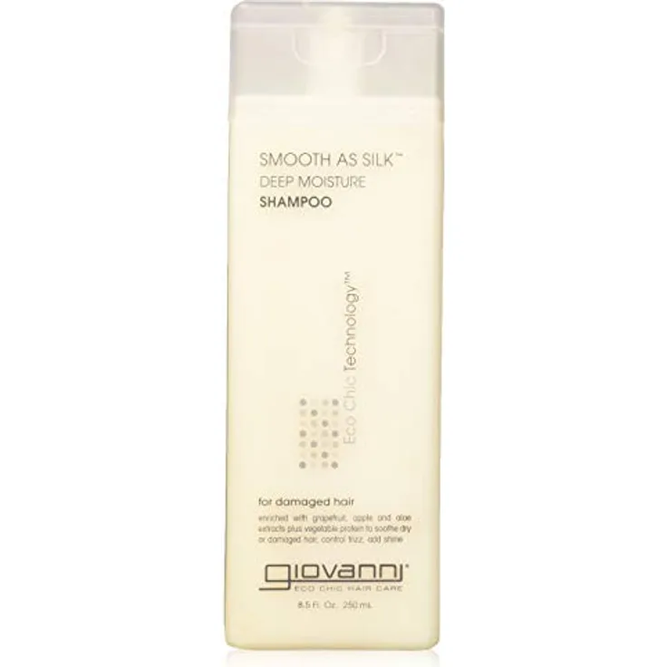 Giovanni Smooth As Silk Deep Moisture Shampoo, 250 ml, feuchtigkeitsspendendes Shampoo für beleidigtes und trockenes Haar, Anti-Frizz, vegan, sulfatfrei, Unisex