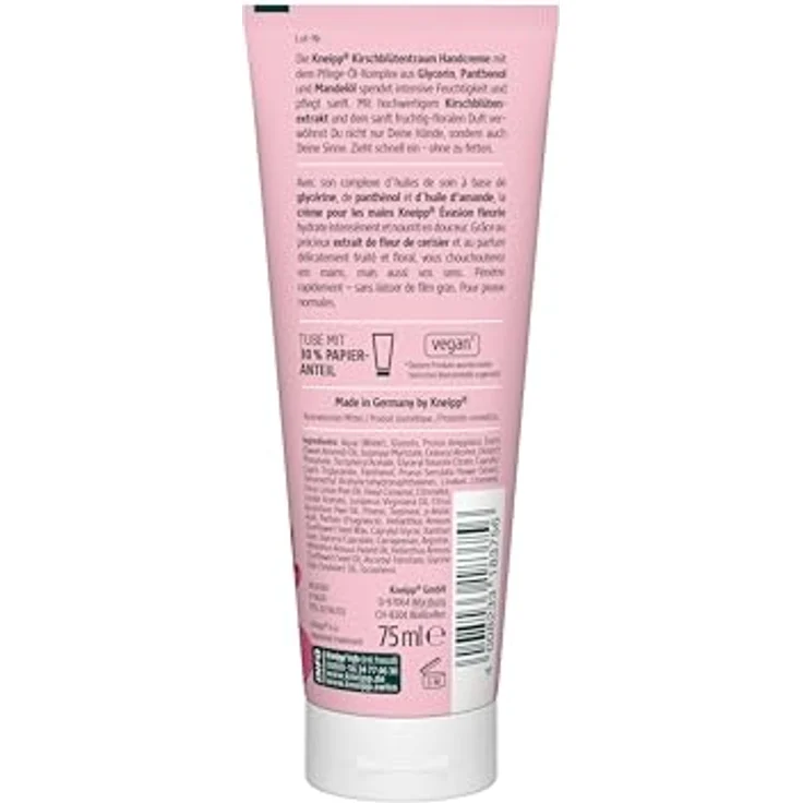 Kneipp Handcreme Kirschblütentraum, für normale Haut mit Panthenol & Vitamin E, 75ml – Bild 2