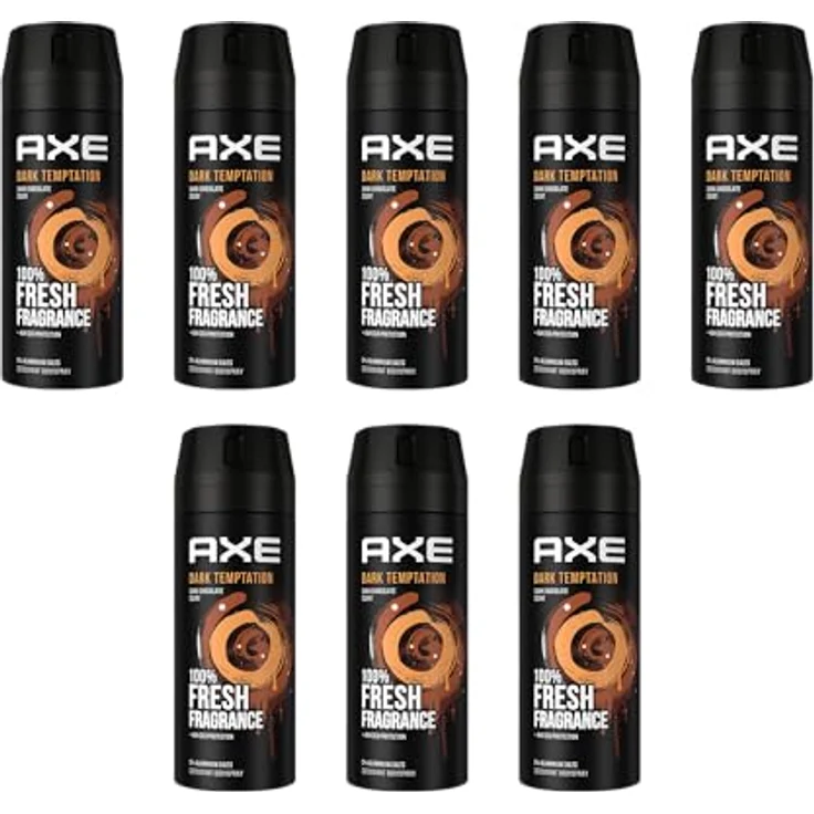 AXE Bodyspray Dark Temptation, 8x 150ml Deo ohne Aluminium, 48h Schutz, Duft nach heißer Schokolade und Amber – Bild 1