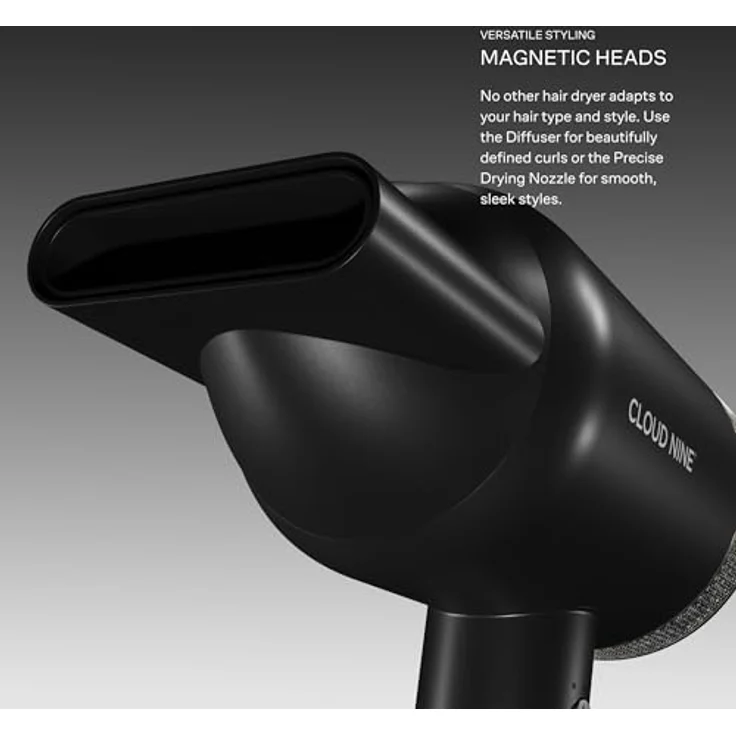 Cloud Nine The Airshot Pro, Haartrockner in Schwarz mit Ionentechnologie und magnetischen Aufsätzen, ultraleicht, leise und Hitzeschutzfunktion – Bild 6