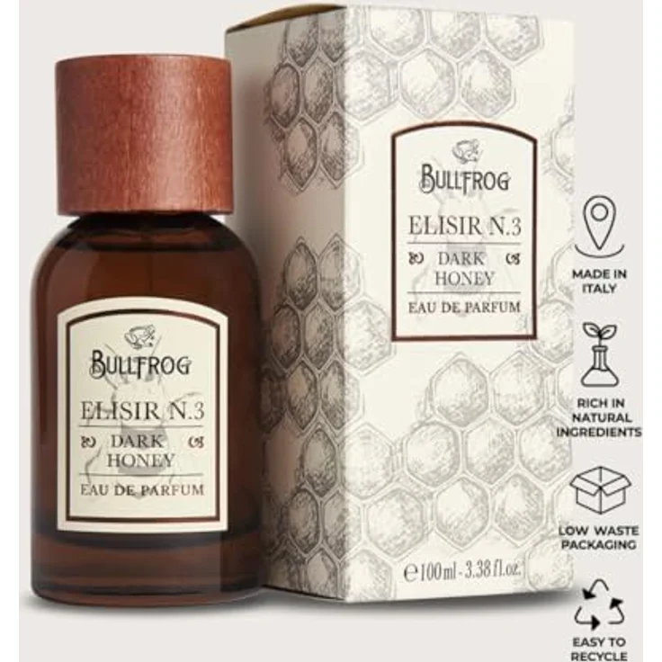 Bullfrog Eau De Parfum Elisir N.3 - Dark Honey 100 ml, umhüllendes und holziges Duft mit Noten von Grapefruit und Leder – Bild 3