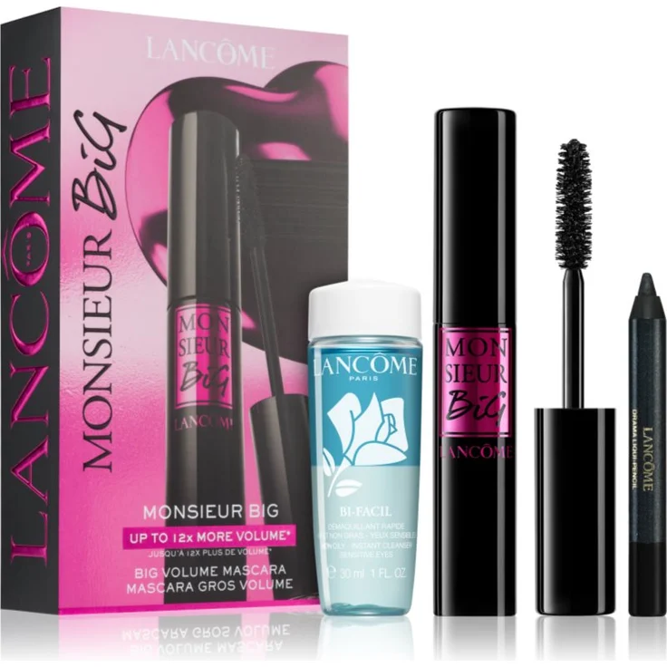 Lancôme Monsieur Big Geschenkset, Mascara für XXL-Volumen, Eyeliner & Augen Make-up Entferner, 10 ml + 0,5 g + 30 ml