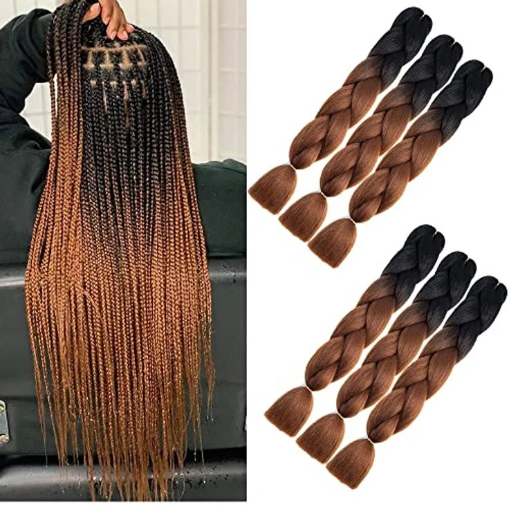 Shangxiu Braids Extensions 24" Braun, 6 Packs Hitzebeständige Haarverlängerungen zur individuellen Frisurgestaltung – Bild 1