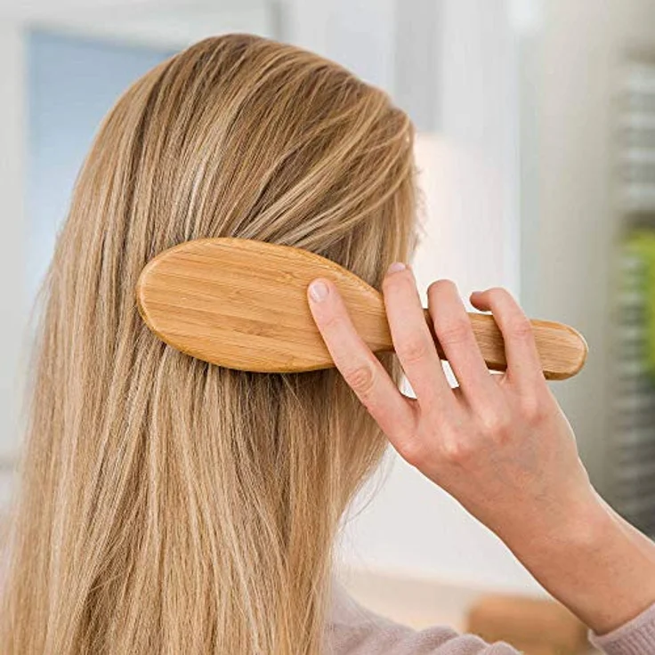 pandoo Bambus Haarbürste mit Naturborsten - Vegan - Natur-Bürste mit Bambusborsten für natürlich schöne Haare für Männer, Frauen & Kinder - Detangler – Bild 5