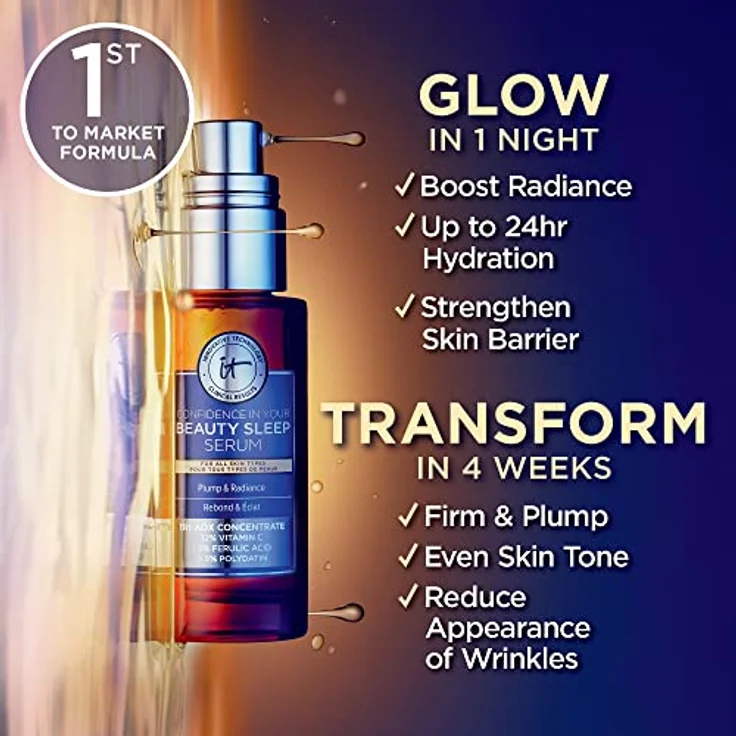 It Cosmetics Confidence, Gesichtsserum zur Nacht, 30 ml – revitalisiert die Haut, reduziert feine Linien und Falten – Bild 3