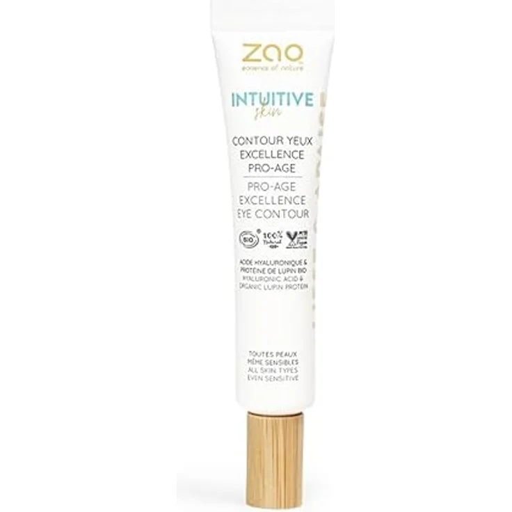 ZAO Excellence Pro-Age Augenkontur, Hyaluronsäure & Bio-Lupin-Protein, feuchtigkeitsspendende Anti-Aging-Creme für alle Hauttypen, 15 ml