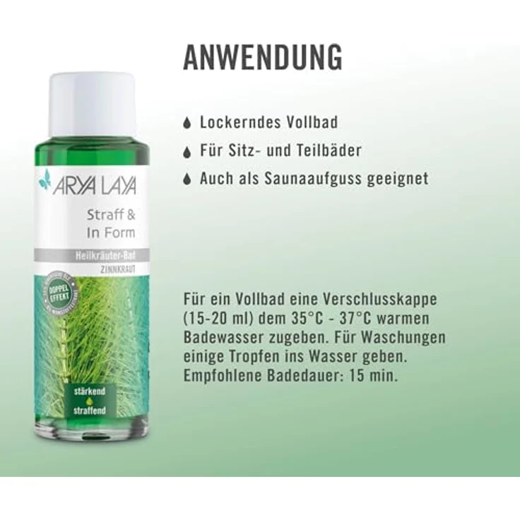 ARYA LAYA Heilkräuter-Bad Straff & In Form, 200 ml mit Zinnkraut-Extrakt, vegan – Bild 3