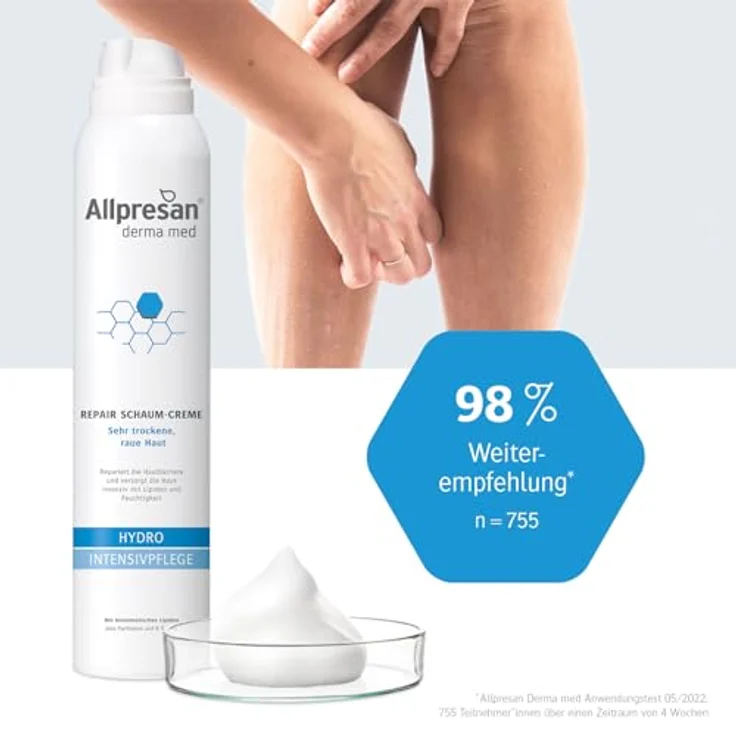Allpresan derma med Repair Schaum-Creme HYDRO Intensivpflege, 200ml, medizinische Pflege für sensible, trockene und gereizte Haut – Bild 5
