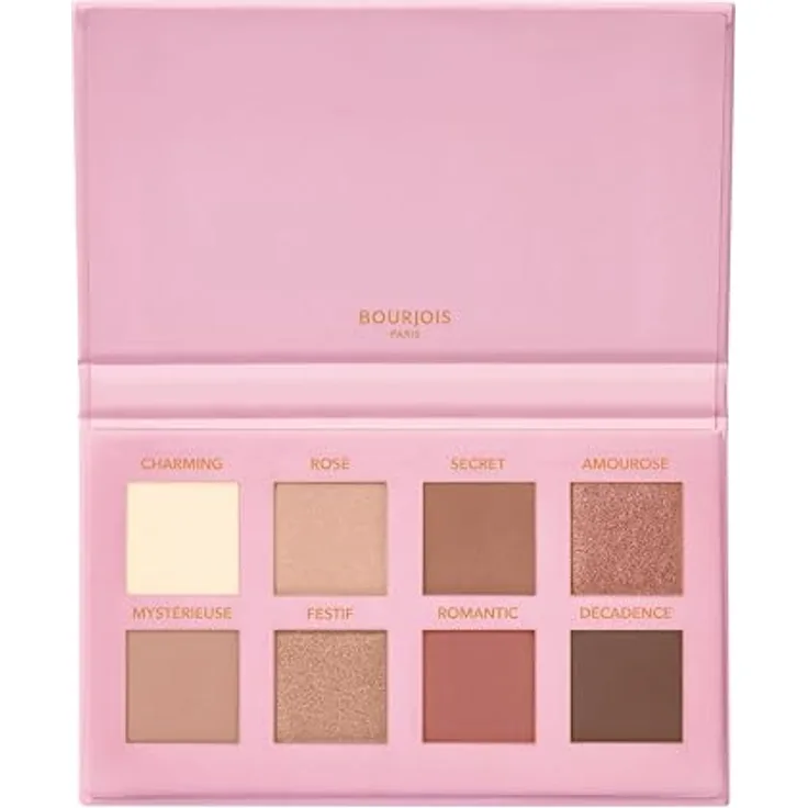 Bourjois Volume Glamour Palettes Rose Glamour, 002 Rosem, ultrapigmentierte Lidschattenpalette mit 8 schillernden Farbtönen, 8,5 g