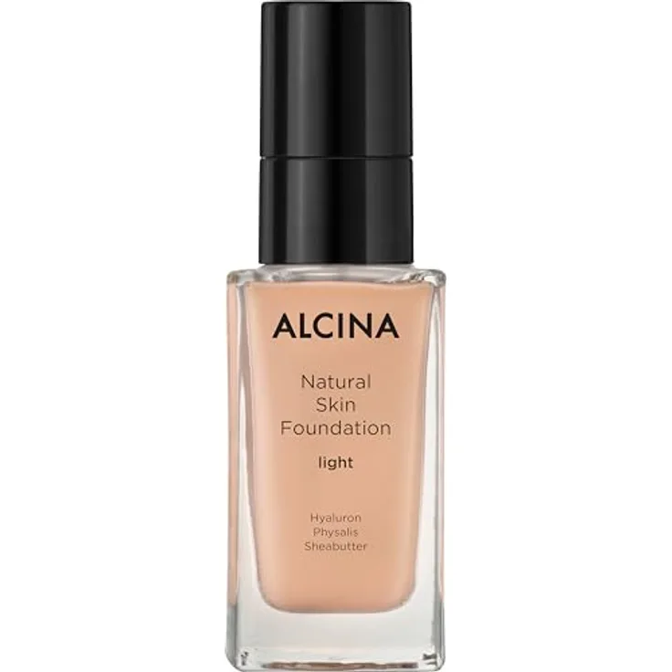 ALCINA Natural Skin Foundation light, 35 ml - Zweite-Haut-Effekt, individuell aufbaubare Deckkraft, natürliches seidenmattes Finish, alle Hauttypen, mit Hyaluron & Sheabutter