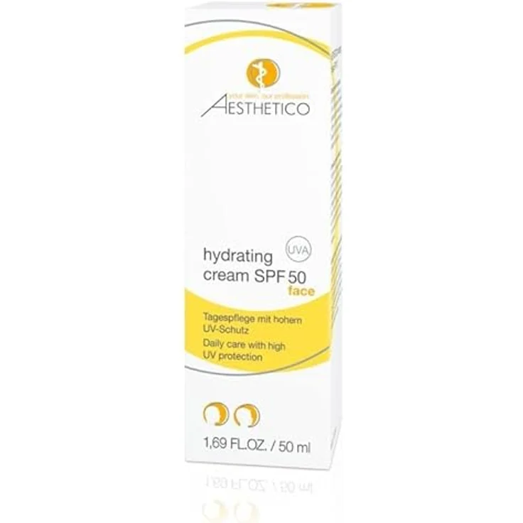 AESTHETICO hydrating cream SPF 50, Intensiv feuchtigkeitsspendende Tagespflege mit hohem UV-Schutz für feuchtigkeitsarme, sensible Haut, 3 Spender je 50 ml – Bild 2