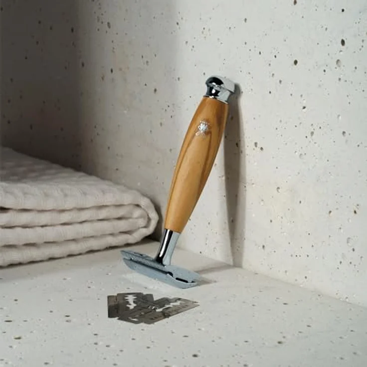 Mühle Rasierhobel (R 330 SR) mit geschlossenem Kamm, Olivenholz Griff – Bild 9
