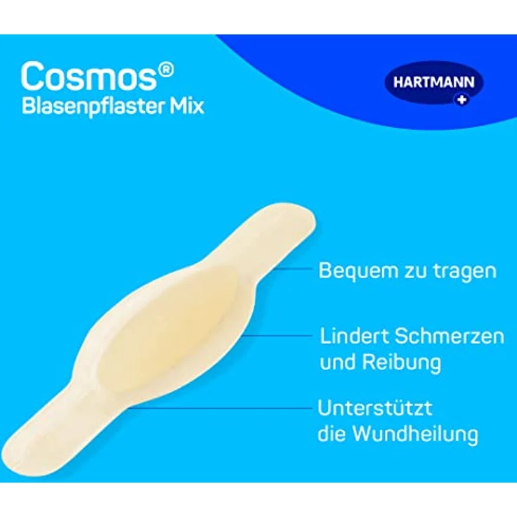 Cosmos Blasenpflaster: Das Spezialpflaster fördert die Heilung von Blasen an Füßen, Zehen und Fingern, Mix 3 Größen, 6 Stück – Bild 4