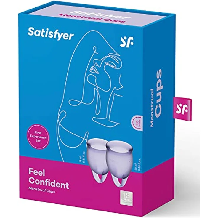 Satisfyer Feel Confident Menstrual Cup, Menstruationstasse Set mit 15 ml und 20 ml, umweltfreundliches Silikon in Purple – Bild 5