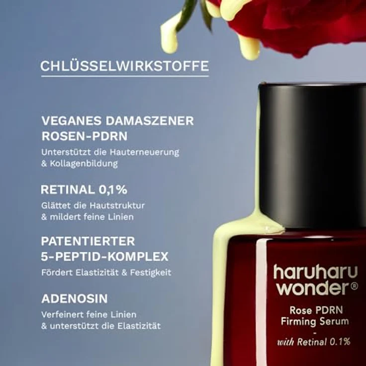 Haruharu Wonder Rose PDRN Firming Serum, 30 ml, Gesichtsserum mit Retinol, Peptiden und Niacinamid zur Faltenreduzierung und Hautstraffung – Bild 3