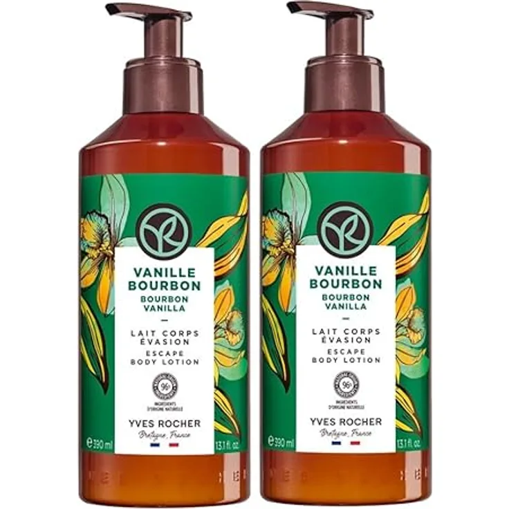 Yves Rocher Bain de Nature Bodylotion Bourbon Vanilla, 390 ml, langanhaltende Feuchtigkeit, vegan, für Damen