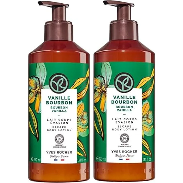 Yves Rocher Bain de Nature Bodylotion Bourbon Vanilla, 390 ml, langanhaltende Feuchtigkeit, vegan, für Damen – Bild 1