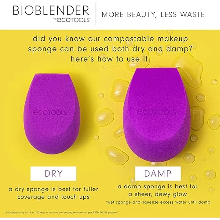 ECOTOOLS Bioblender Make-up-Schwamm Duo-Pack für flüssiges und cremiges Make-up, 54 g, 3163, violett – Bild 5
