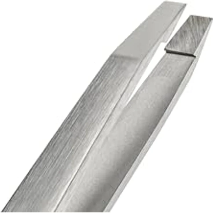 REMOS Augenbrauenpinzette, Edelstahl mit gerader Spitze 9.5 cm, satin, inkl. Schutzetui – Bild 2