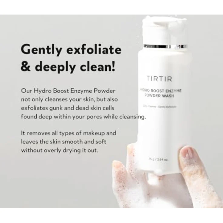 TIRTIR Hydro Boost Enzyme Powder Wash, Enzym-Peeling Puder für klare und glatte Haut, 75 g, sanfte Gesichtsreinigung mit antioxidativer Wirkung – Bild 5