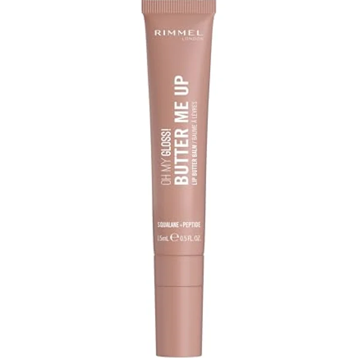Rimmel London Oh My Gloss Butter Me Up Lippenbalsam, ultra-feuchtigkeitsspendend mit Squalan, Farbton Latte Delight 001, 15 ml – Bild 1