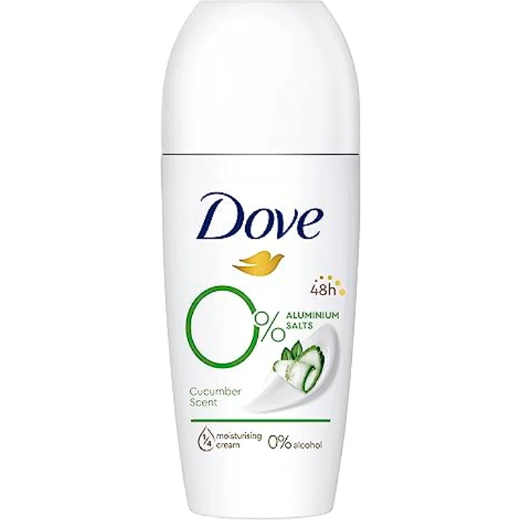 Dove Deodorant Roll-on Gurkenduft 0% Deo ohne Aluminiumsalze mit 1/4 Pflegecreme und 48 Stunden Schutz 50 ml 1 Stück – Bild 1