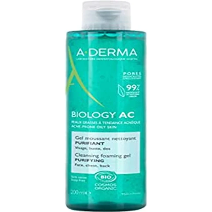 A-Derma Biology AC Reinigungsschaumgel für fettige und Mischhaut, 200 ml, natürliche Inhaltsstoffe, porenreinigend – Bild 2