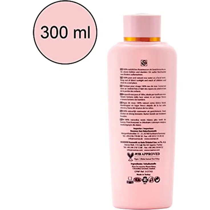Rosense Pflege Gesichtspflege Rosenwasser 300 ml, für Damen und Herren  – Bild 2