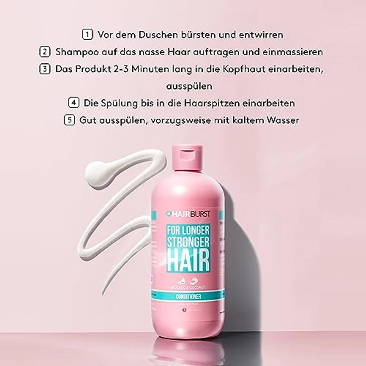 Hairburst Conditioner for Longer Stronger Hair, 350 ml, SLS- und parabenfrei, vegan, mit Avocado- und Kokosnussduft – Bild 4