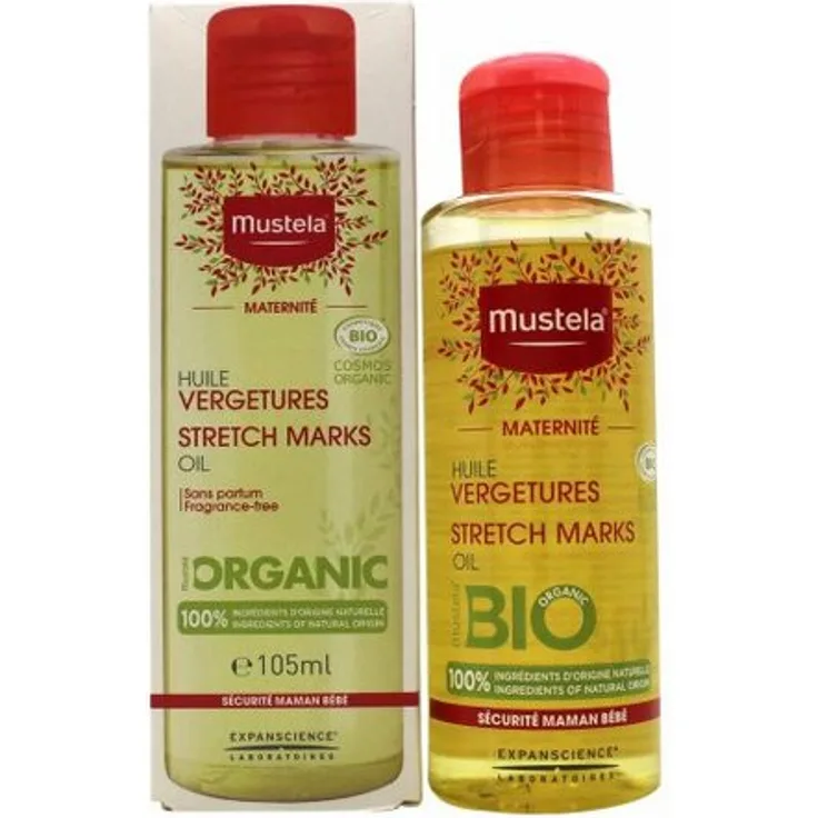 Mustela Maternité Stretch Marks Oil, 100% natürliches Körperöl mit intensiv feuchtigkeitsspendenden Inhaltsstoffen, 105ml